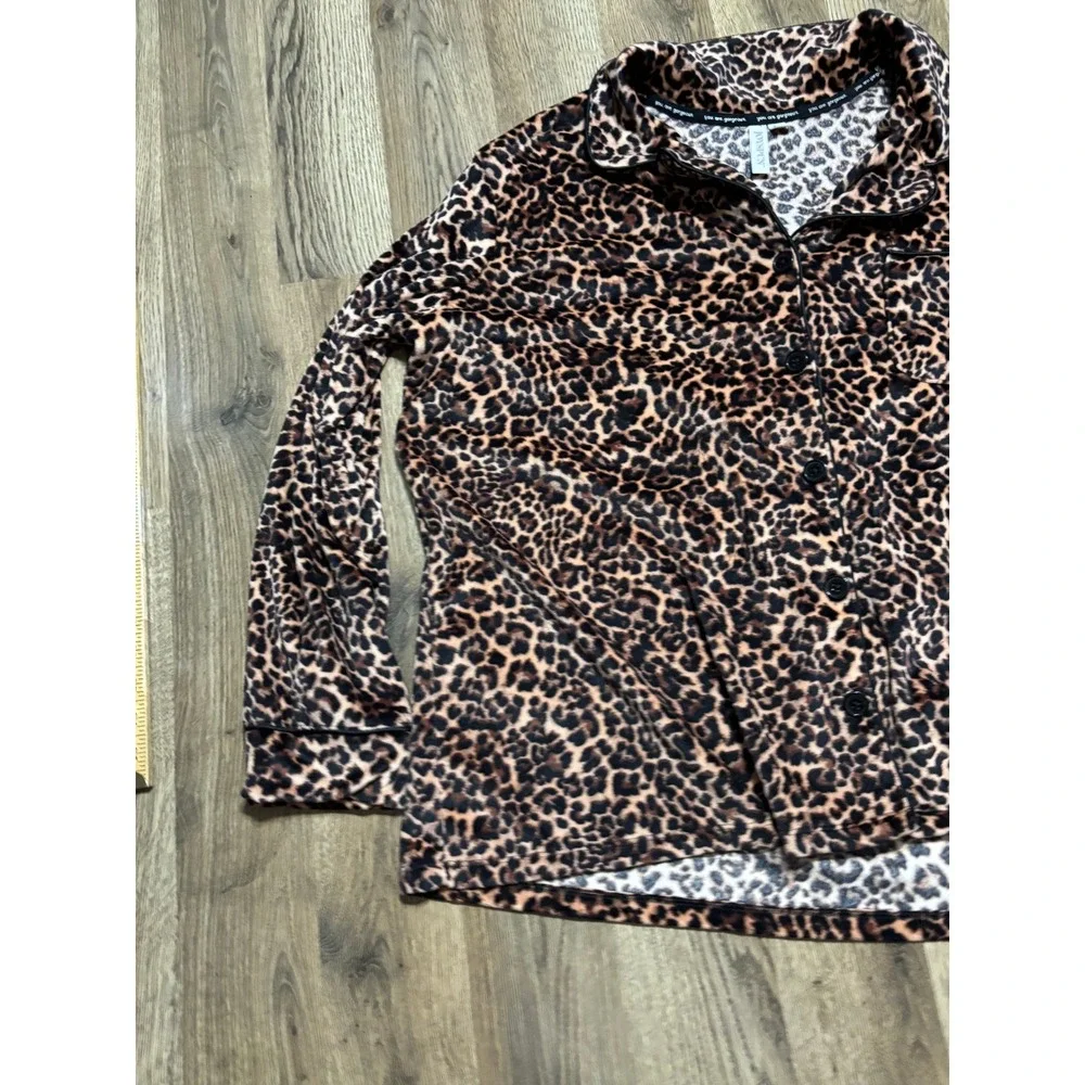 Joyspun Pajama Set Women Size 2X Leopard Print Velvet 2-Piece Sleepwear